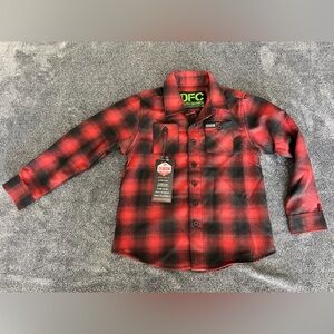 Dixxon - DFC Youth Division Boy's Red/Black Long Sleeve Flannel Shirt, Small